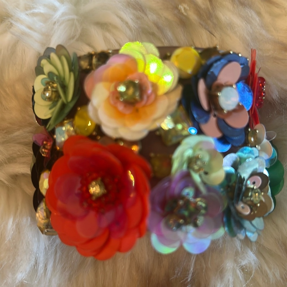 J crew blooming Sequin floral cuff multicolor Pailette
